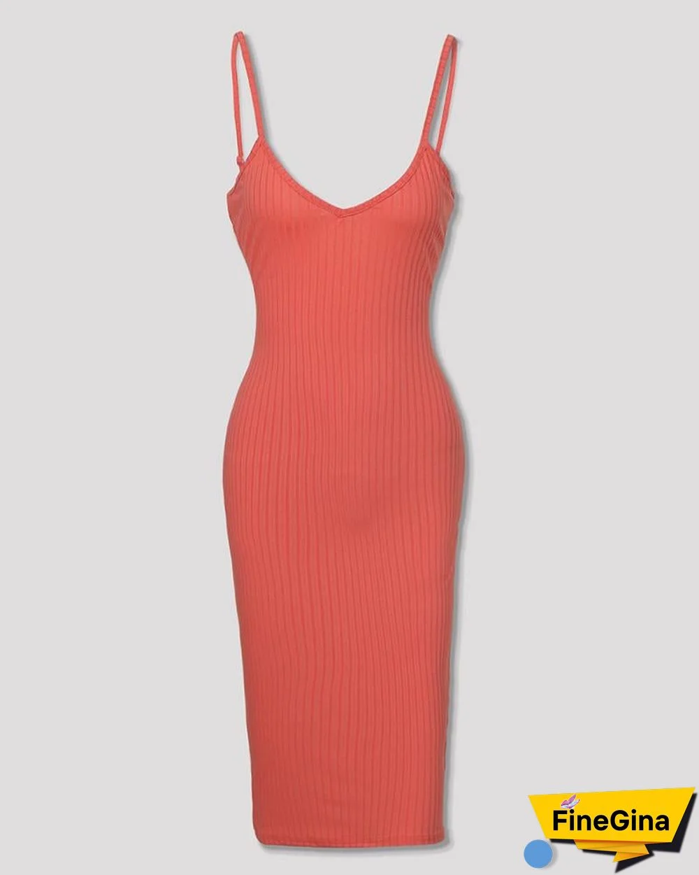 Spaghetti Strap V-Neck Bodycon Dress
