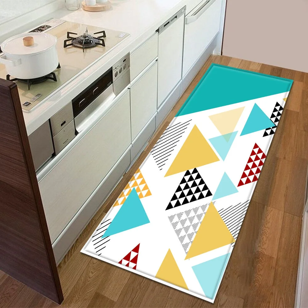 Kitchen Mat Bedroom Entrance Doormat 3D Geometric Pattern Home Floor Decoration Living Room Carpet Bathroom Non-Slip Rug