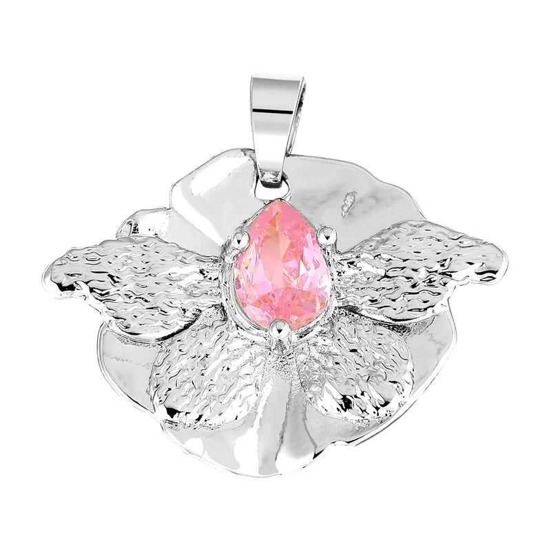 1 Piece 18.5*13.3MM Copper Zircon Geometric Heart Shape Flower Polished Pendant Jewelry Accessories