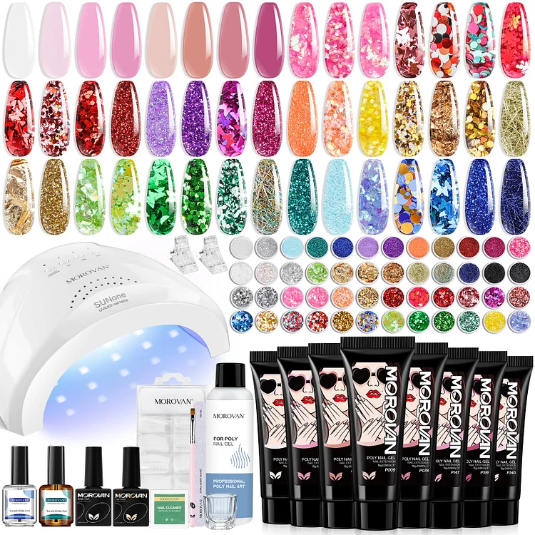 So Glittery - 8 Colors Poly Gel Professional Kit with 48 Colors Glitter