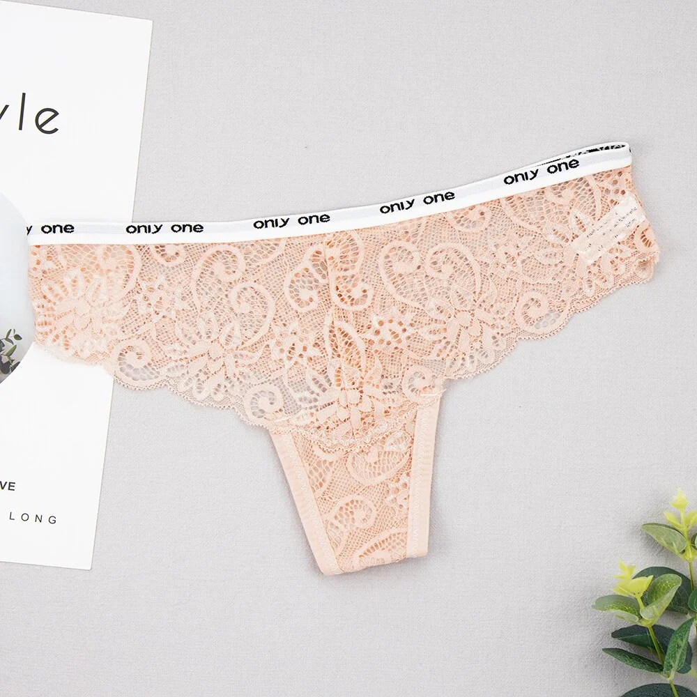 Billionm Women G String sexy Lingerie Letter Low-rise Breathable Lace Thongs Girl Panties With Hole Sexy Intimattes Large Size 3XL 4XL