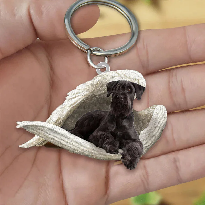 VigorDaily Sleeping Angel Acrylic Keychain Black Schnauzer