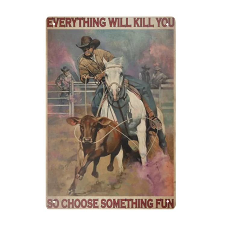 Cowboy - enseigne vintage en étain - 7.9x11.8 & 11.8x15.7inch
