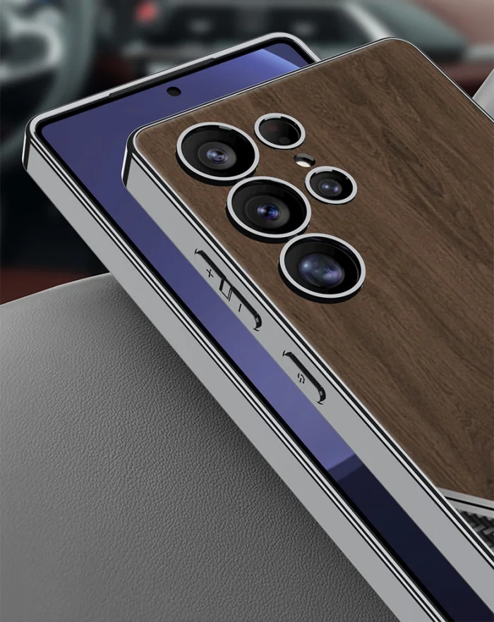 Samsung Electroplated Leather Wood Grain Men's Mobile Phone Case