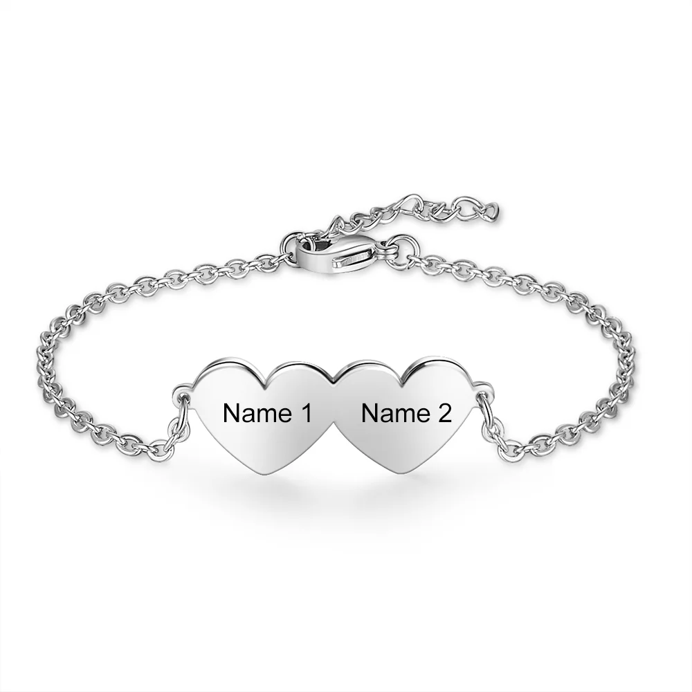 Personalisiertes Herzförmiges Armband mit 2 Namen n2 Kettenmachen