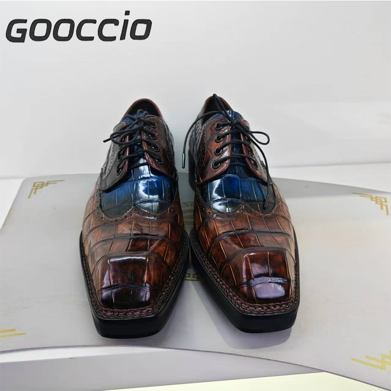 SL185 Crocodile Leather Dress Shoes/Derby Shoes For Men GOOCCIO   