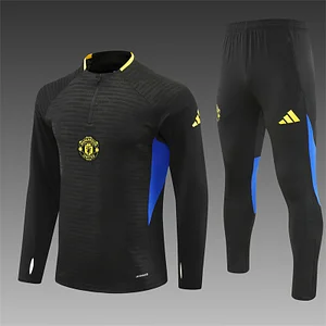 2025/2026 Manchester United Player version Half-Pull Training Suit Black Football Shirt 1:1 Thai Quality Set