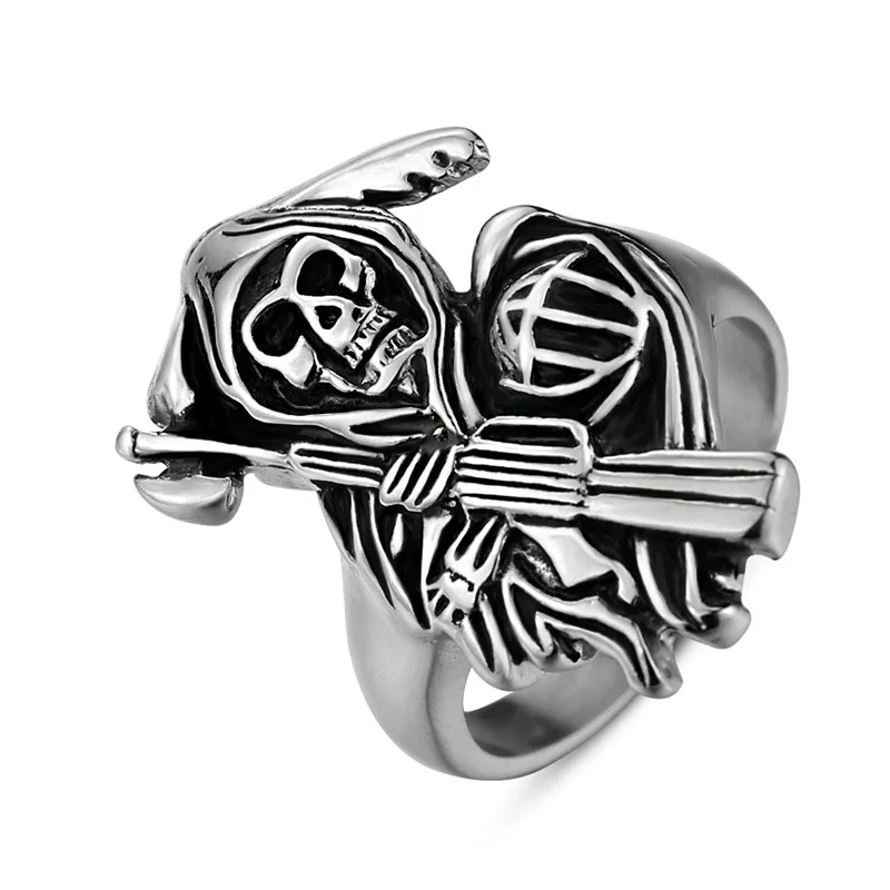 Punk sickle skulls men's rings