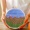 【Limited Stock Sale】Dutch Tulips-DIY Embroidery Kit with Pattern Cotton Threads Needles Hoop 35*35cm/13.78*13.78in tapestrymarket
