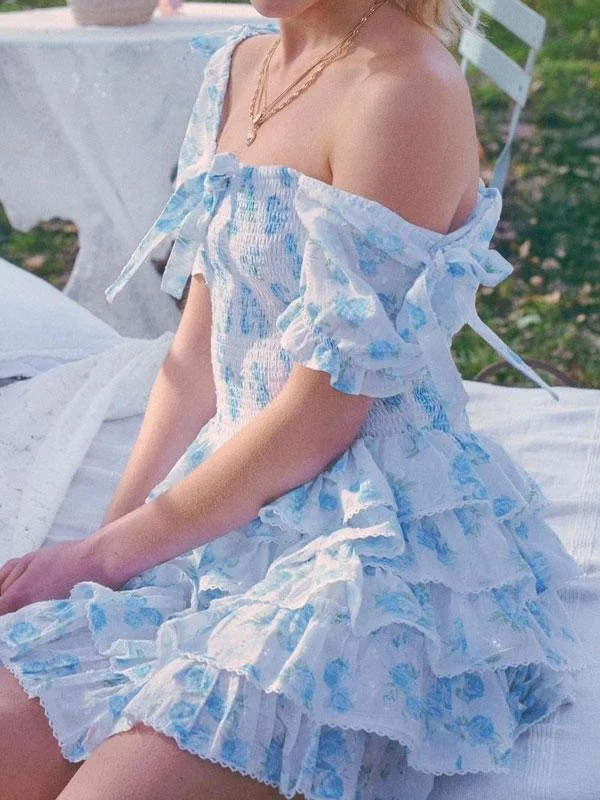 Puff sleeve ruched floral dress