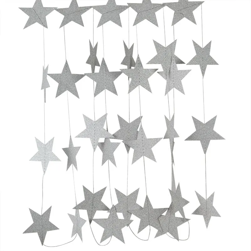4M 7cm Paper Garland Star Shape String Banners Baby Shower Bunting Hanging Paper Happy Birthday Wedding Party Home Decoration