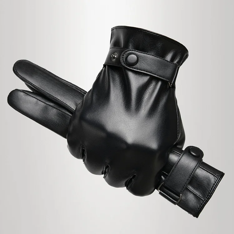Daily PU Leather Thickened Driving Full Finger Glove