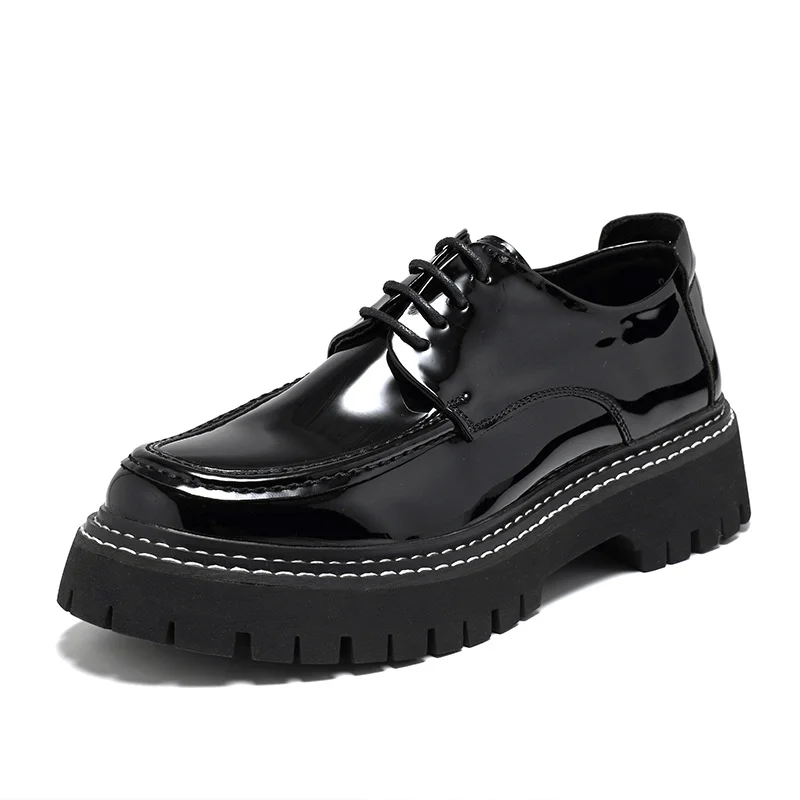 Colourp Colourp Men's Casual Leather Shoes Male Round Head British Patent Leather Breathable Men's Shoes Business Dress Wedding Groom Shoes 3368-T