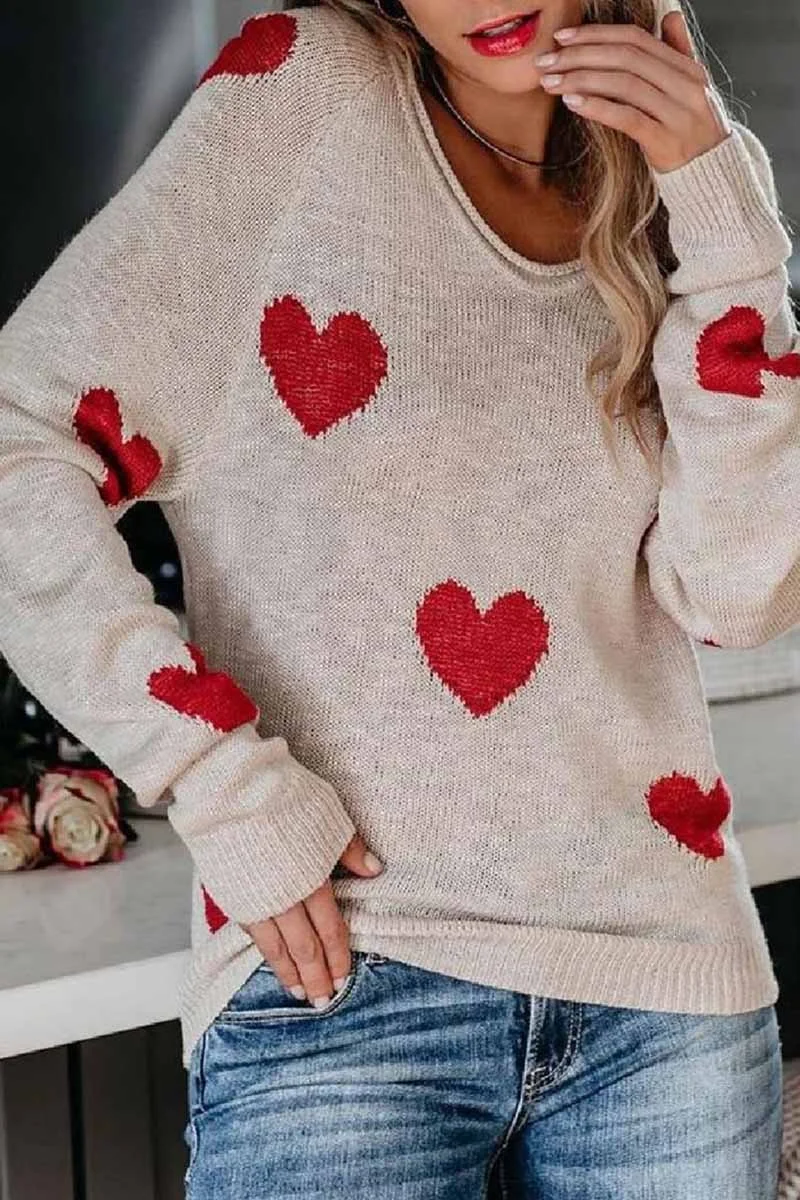 Abebey Loose V-Neck Love Knitted Sweater
