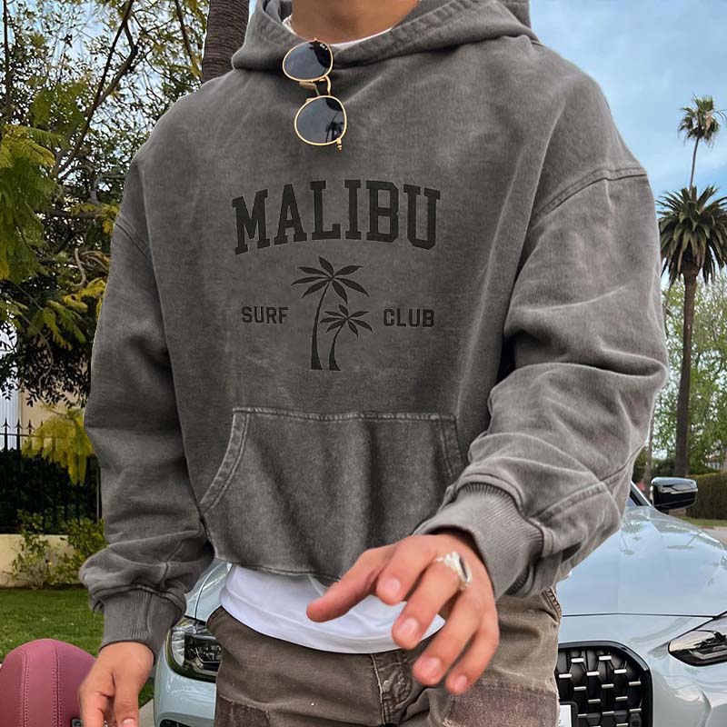 thesupersurf Malibu Surf Club Printed Washed Cotton Hoodie 