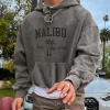 Malibu Surf Club Printed Washed Cotton Hoodie by Inlyline