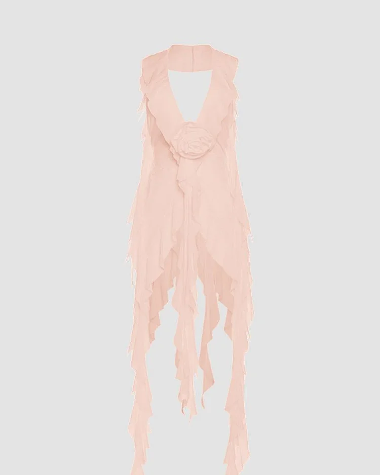 Ethereal Ruffle Tie Cover Up