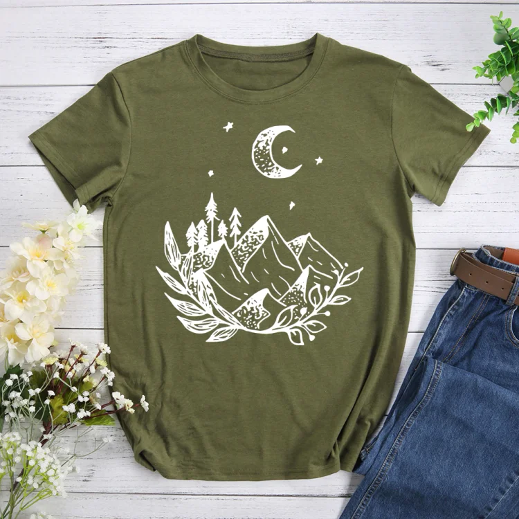 PSL-Moon and Mountain T-Shirt Tee -00542