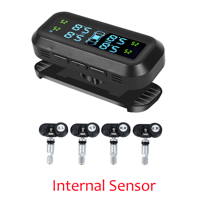 Universal Car TPMS Tire Pressure Monitoring System Solar Power Digital TMPS LCD Display  Security Alarm Tire Pressure Sensor