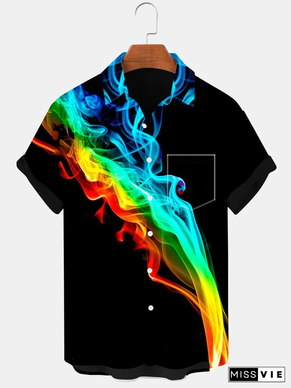 Abstract Men's Shirts With Pocket