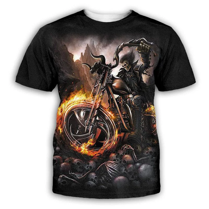 Men's Trendy Gothic Printed O Neck Short Sleeve T-shirt