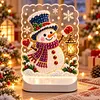 DIY Diamond Art LED Night Light &ndash; Light-Up Table Decor, Double-Sided Printed DIY Crystal Pearl Painting Decoration for Holiday & Gifts(Snowman with a Blue Hat)
