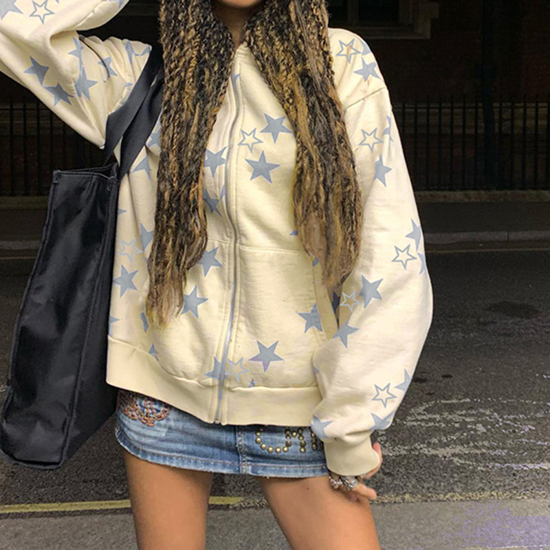 PRINTED ZIP-TOP SWEATSHIRT