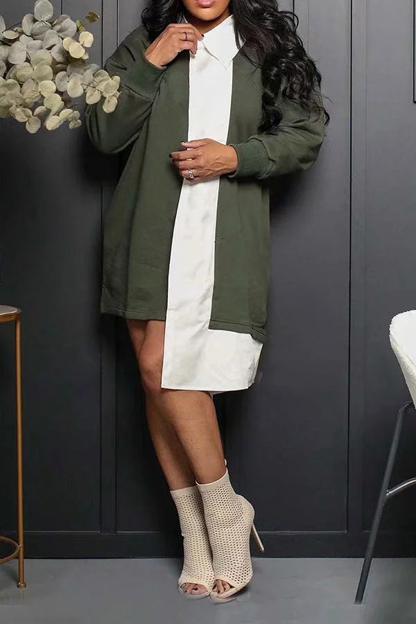 Hit Color Patchwork On-trend Irregular Midi Dress