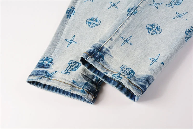 Purple Fashion Jeans 9063