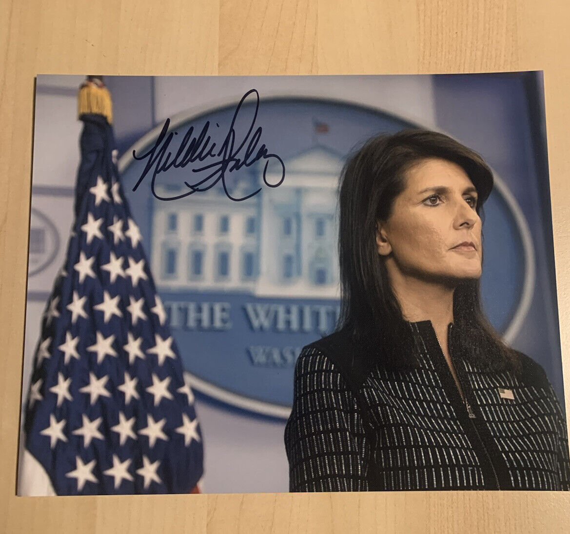 NIKKI HALEY HAND SIGNED AUTOGRAPH 8x10 Photo Poster painting AMBASSADOR 2024 PRESIDENT? COA