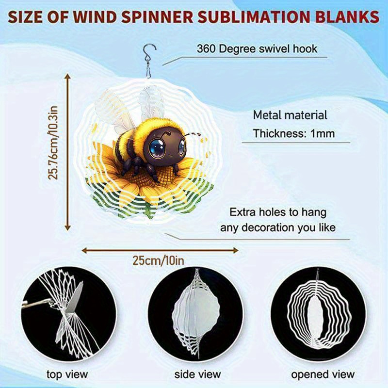 Tegooe Tegooe Cute Bee Sunflower 2D Mandala Wind Spinner Chime - Dynamic Outdoor Garden Decoration