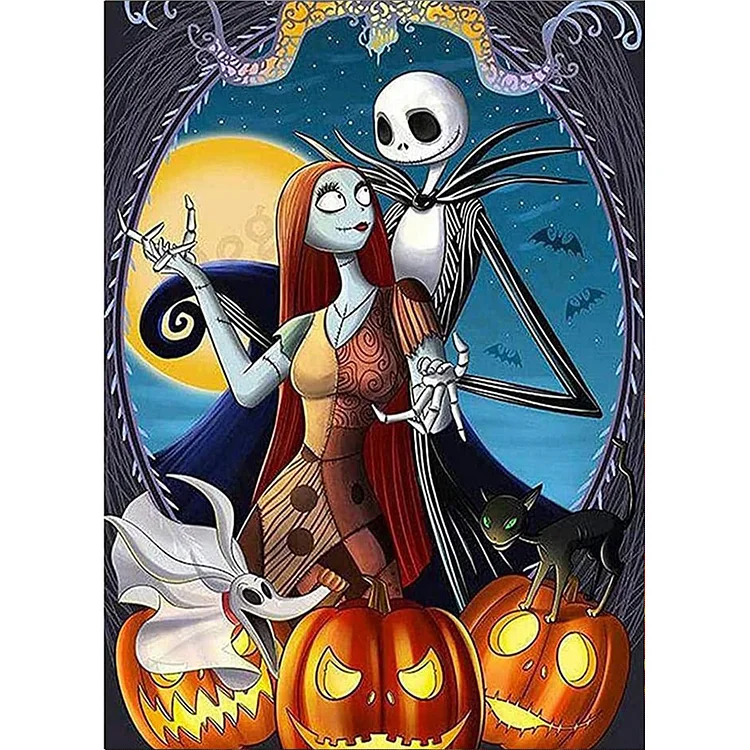 Halloween Jack Sally 14CT Counted Cross Stitch 40*55CM