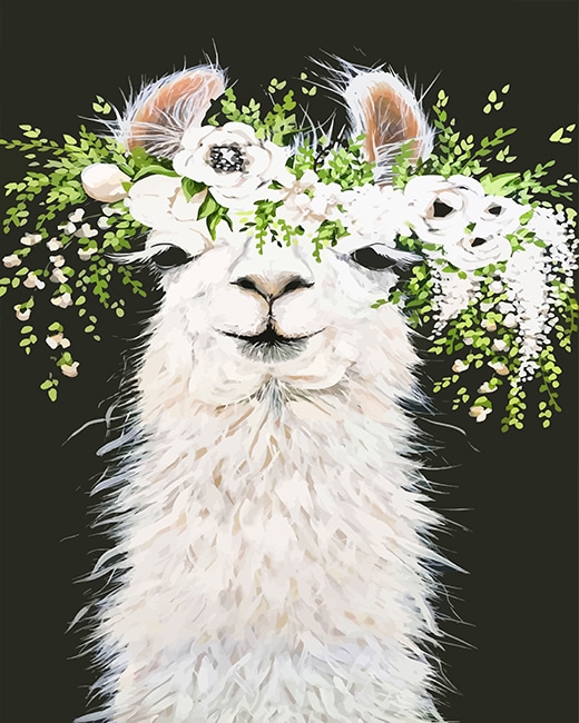 

Lama with Flowers – Paint By Numbers - 40*50CM, 501 Original
