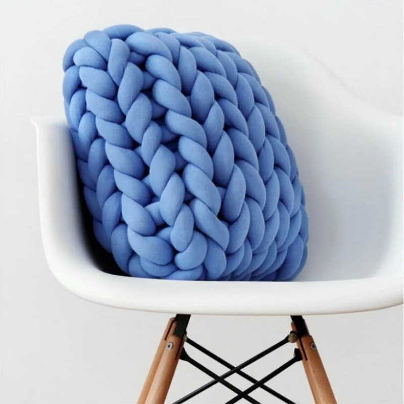 Square Chunky Wool Pillow Handmade Knitting Cushions INS Nordic Braided Cushion For Kids Room Decoration Sofa Bed Throw Pillows