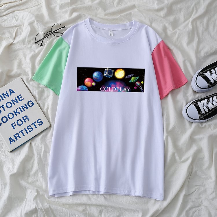 BTS COLDPLAY Colorblock T-shirt