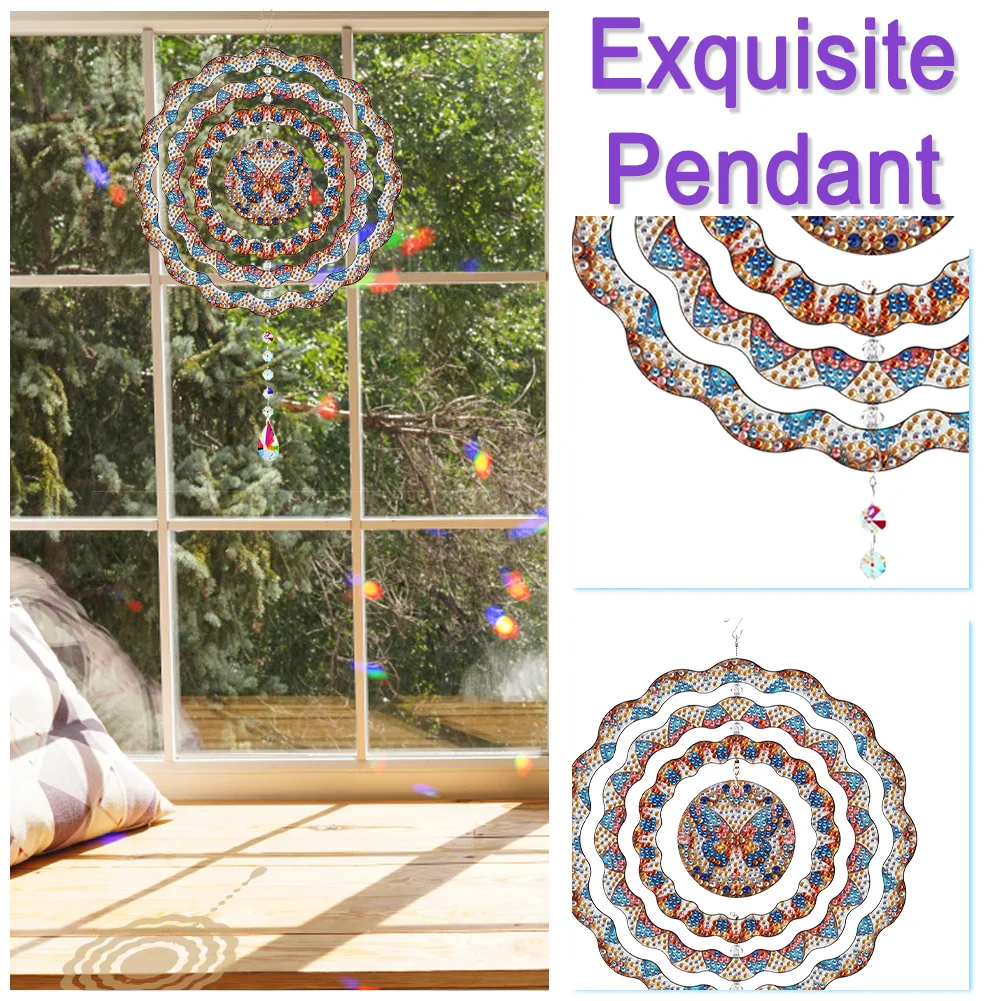 Diamond Painting Rotating Wind Chime Diamond Art Hanging Pendant (Butterfly B)