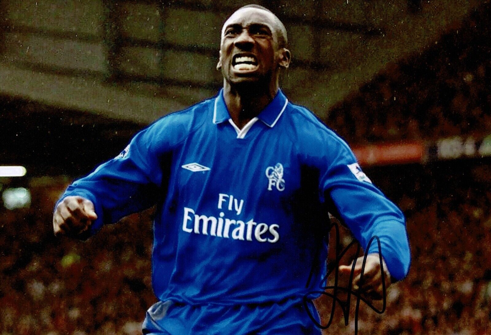 Jimmy Floyd Hasselbaink Signed 12X8 Chelsea F.C. Photo Poster painting AFTAL COA (9133)