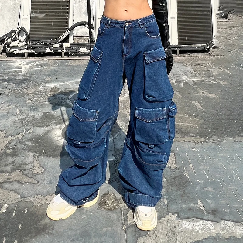Woherb Woherb 2024 New Fashion High Waist Large Pocket Loose Casual Wide Leg Pants Women's Wear-Outfit Ideas