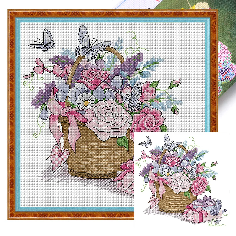 『Joy Sunday』Flower - 14CT Stamped Eco-Friendly Cotton Thread Cross Stitch(30*30cm)(Backstitch)