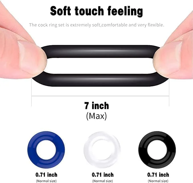 3 Colors Silicone Cock Rings Reusable Sex Toys For Men