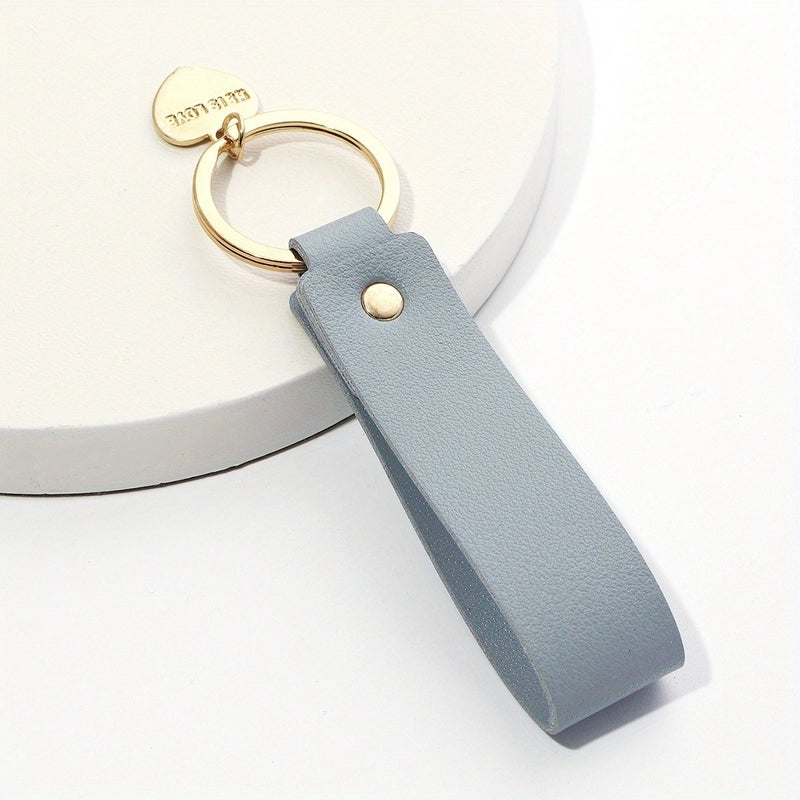 Minimalist Solid Color Pu Leather Women’s Keychain