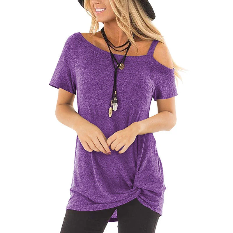 Women's Knot T-Shirt Short Sleeve Off Shoulder T-Shirt