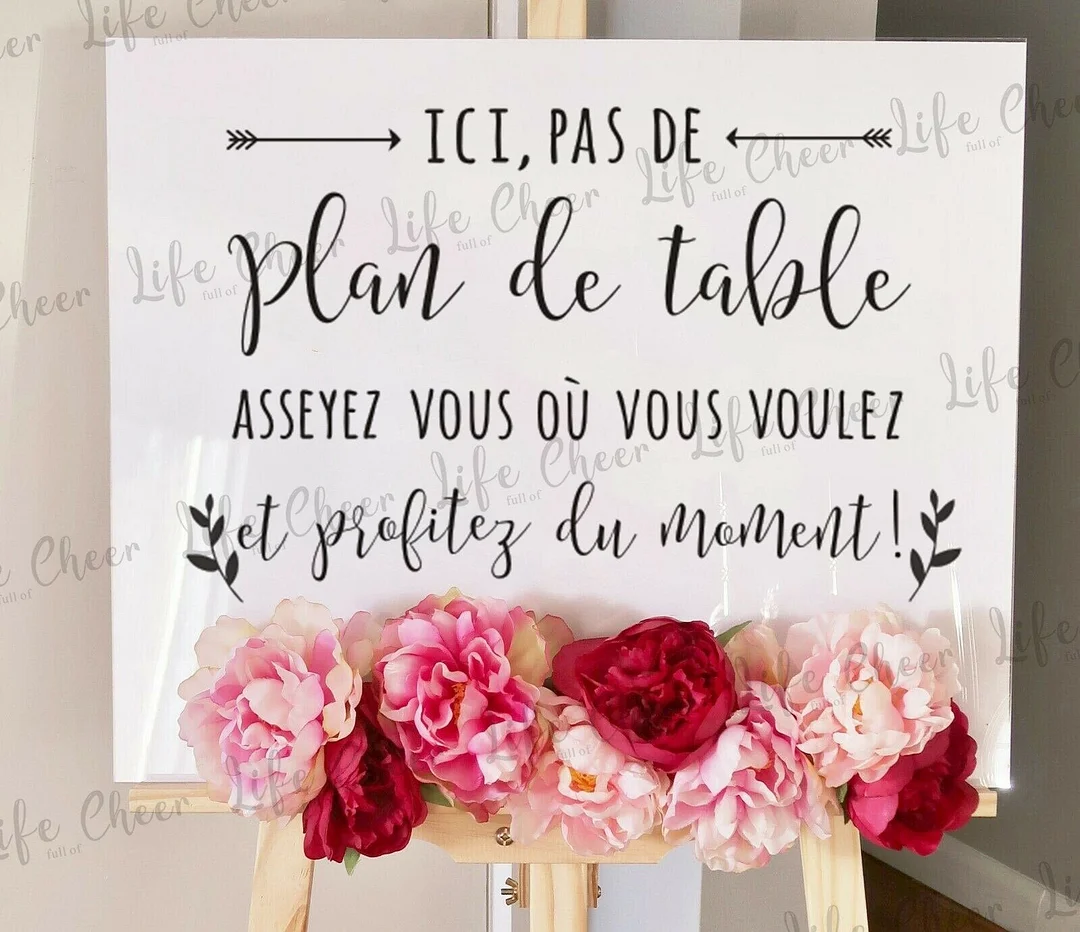 Wedding Party Sign Decor Plan de table Sign Texts Vinyl Decals Custom Wedding Texts Sign Sticker French Plan De Table Sign Art