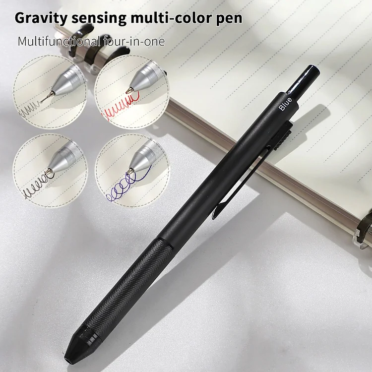 Journalsay Multi-color 4-in-1 Gravity Sensing Metal Press Multifunctional Ballpoint Pen