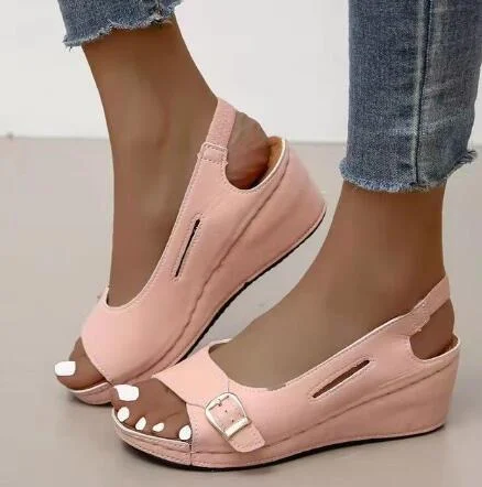 Sandalias Mujer 2021 Female Wedge Heels Shoes Women Summer Comfortable Sandals Slip-on Flat Sandals Platform Sandalias