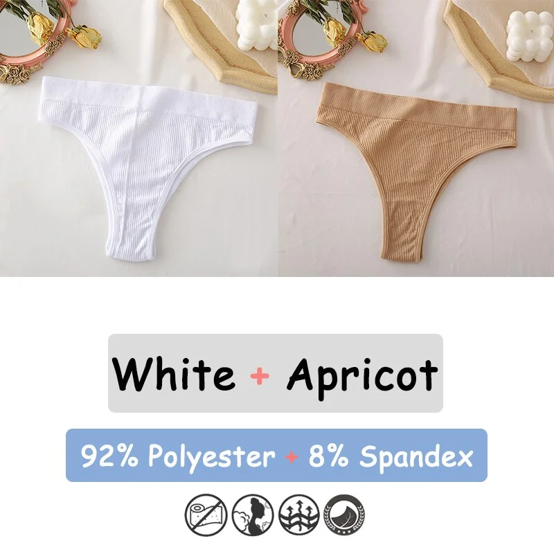 Billionm Women's Thong Seamless High Waisted Women's Panties Sexy Lingerie Comfortable Cotton Briefs Intimates Female Underpants