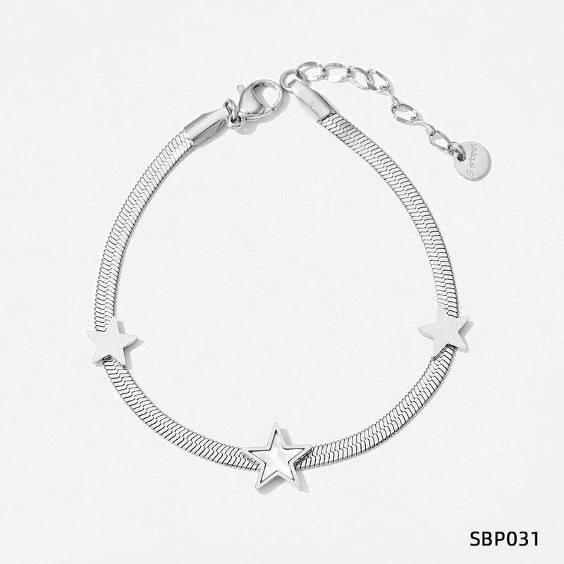 3 Pieces 304 Stainless Steel Titanium Steel White Gold Plated Gold Plated Classic Style Plating Star Bracelets Necklace