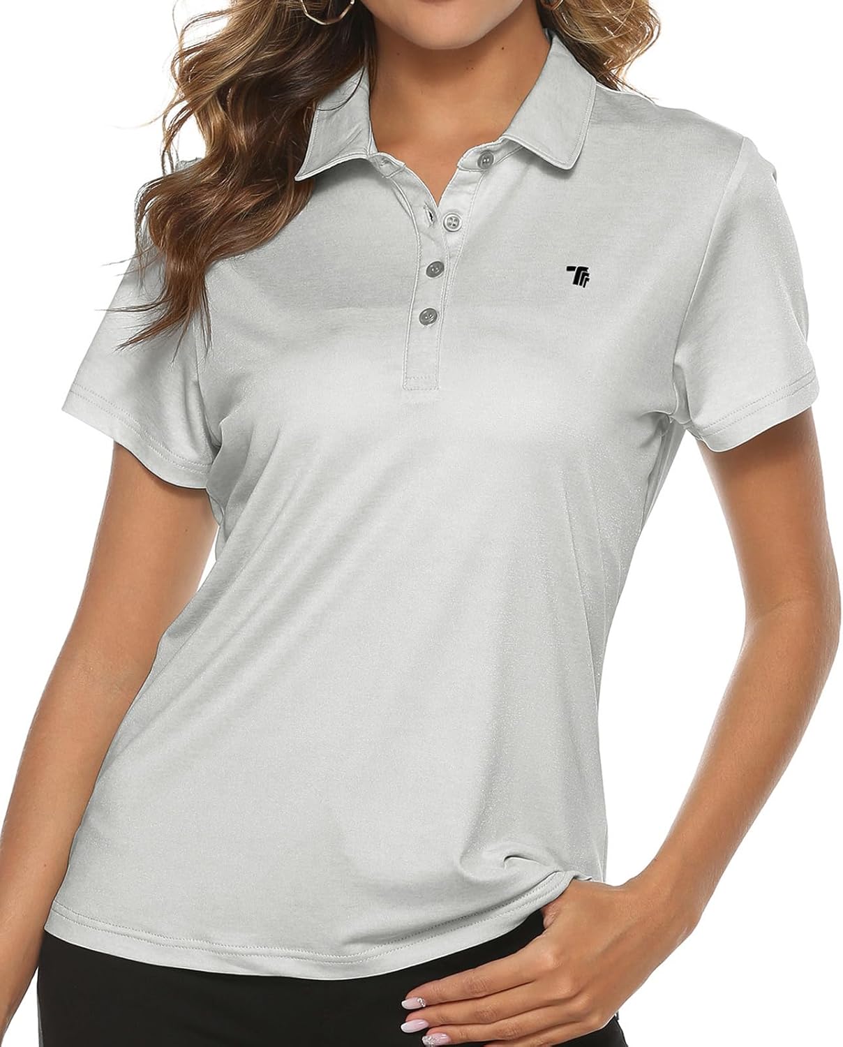 Women's Golf Polo Short Sleeve Shirts Lightweight Moisture Wicking Collared T Shirt Quick Dry 4-Button