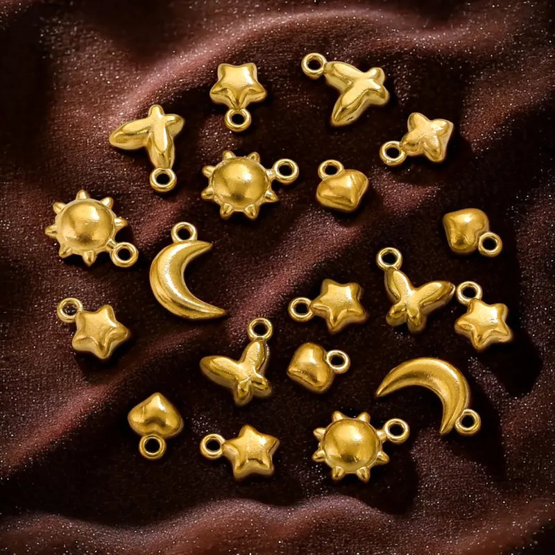 1 Piece Hole 1~1.9mm 304 Stainless Steel Star Moon Pendant Jewelry Accessories