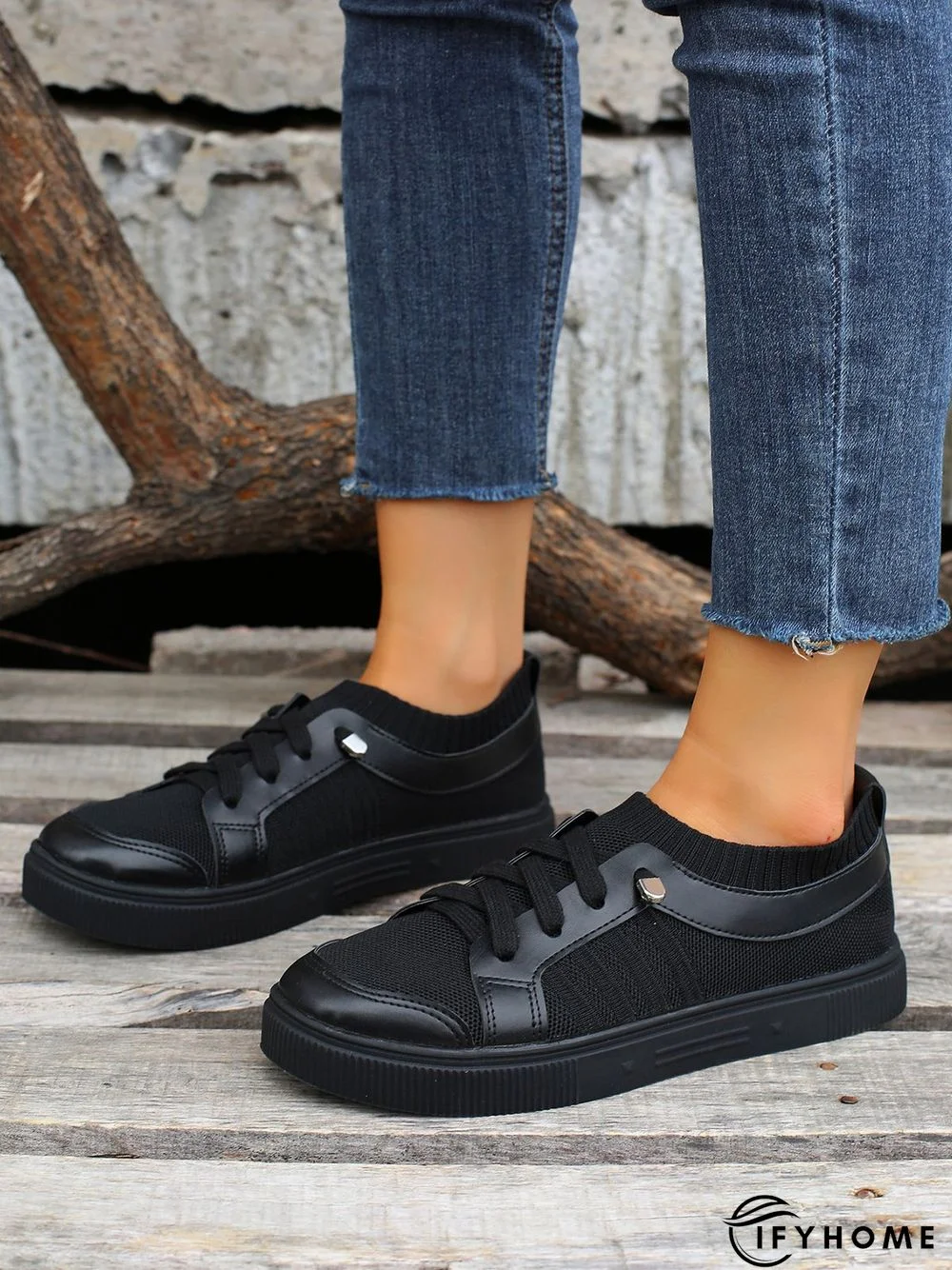 Women's Plain Color Split Joint lip On Fly Woven Shoes | IFYHOME